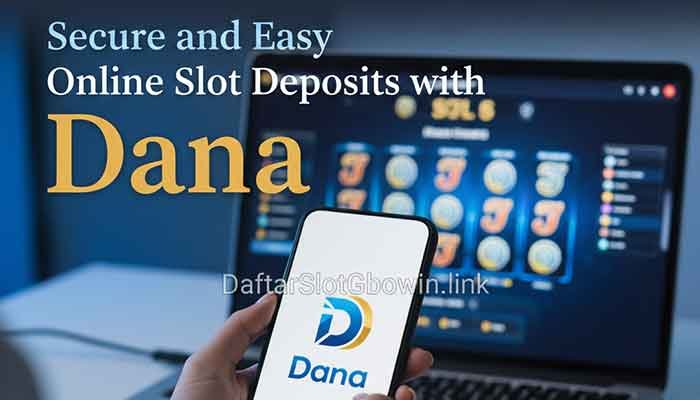 A person securely using the Dana app on their phone to make a deposit on an online slot site. Daftar Slot Dana-gboslot